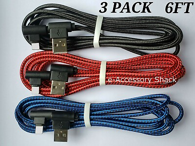 3 PACK 6FT 90 Degree Angle Type C USB A Fast Charger Cable Quick Charging Cord L $8.97