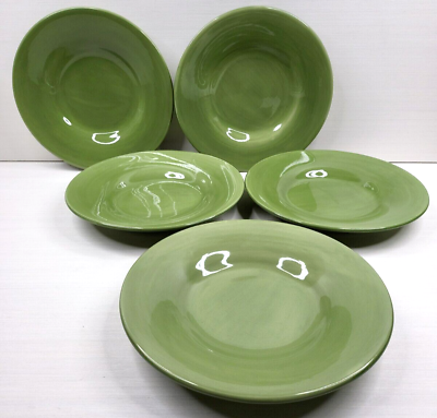 5 Pottery Barn Sausalito Sage Green Salad Plates Set Ceramic Dining Dishes Lot $59.67