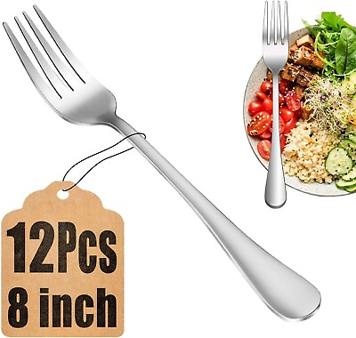 #ad Heavy Duty Dinner Forks 18 10 Stainless Steel Salad Table Fork Set of 12 Flatwar $15.99