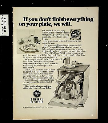 1969 General Electric Dish Washer Vintage Print Ad 016691 $9.97