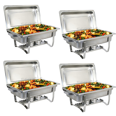 4 PACK CATERING STAINLESS STEEL CHAFER CHAFING DISH SETS 8 QT PARTY PACK $130.58