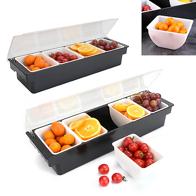 4 5 Compartment Condiment Dispenser For Candy Dips Fruit Salad Toppings Tray USA $27.30