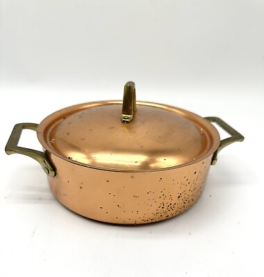 Vtg Paul Revere Ware Copper Bicentennial Pot 2 QT Buffet Double Brass Lid 1776 $74.89