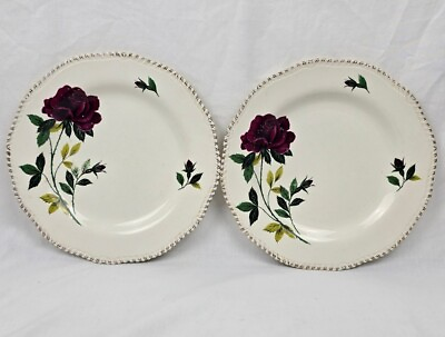 #ad Vintage Floral Plates Wood amp; Sons Of England 9quot; Salad Dessert Plate Set Of 2 $22.00