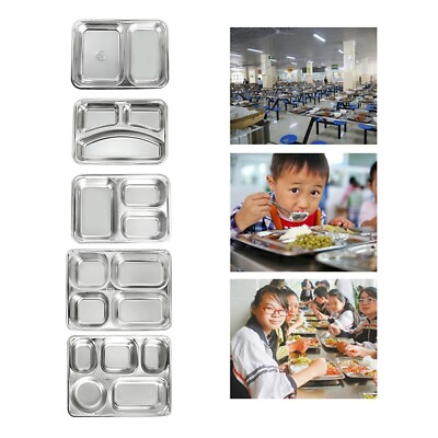 Food Plate Dinner Plates Mess Hall Stainless Steel Dinner Tray Divider Plate $16.76