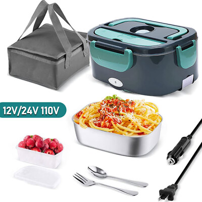#ad 40w Hot Bento Self Heating Lunch Box and Food Warmer With Carry Bag Green $40.98