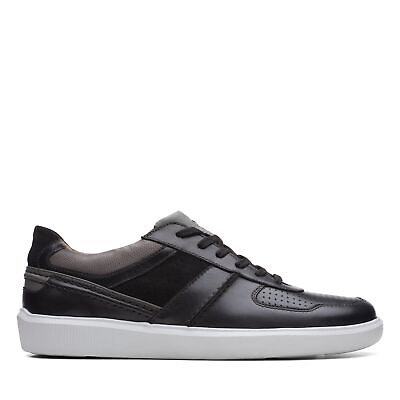 Clarks Mens Cambro Race Black Leather Sneaker Shoes $49.99