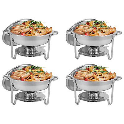 #ad Chafing Dish Buffet Set 4 Pack 1SET Round Chafing Dishes for Buffet $163.83