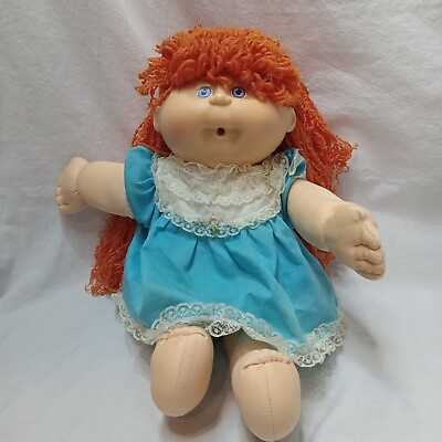#ad Cabbage Patch Kids Vintage Orange Hair Blue Eyes Dress 1990 Pacifier Mouth $28.84