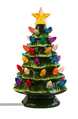 Small Vintage Ceramic Christmas Tree with Multi Color Lights and Cord 6.5quot; $17.99