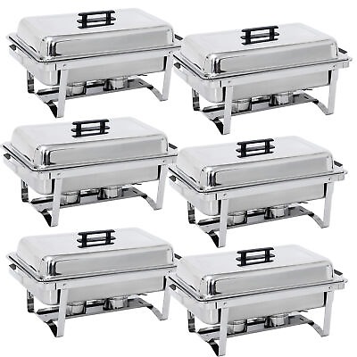 6 Pack 8QT Chafing Dish Food Warmer Stainless Steel Buffet Chafer W Foldable Leg $196.58