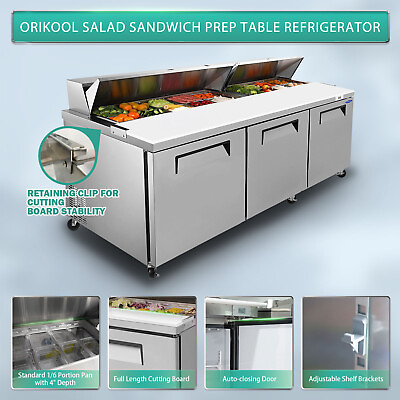 #ad NEW 72quot; Sandwich Prep Table Commercial Salad Food Refrigerator 3 Door， 22 ft³ $2159.00