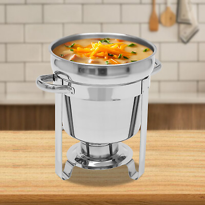7L Round Chafer Stainless Steel Buffet Food Warmer Deep Soup Pot W Handle amp; Lid $51.30