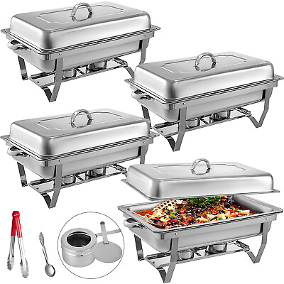 4 Pack Catering Stainless Steel Chafer Chafing Dish Sets 8Qt Full Size Buffet $132.99