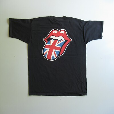 #ad Vintage 1997 Rolling Stones T Shirt UK Mouth Tongue Embroidered $75.00