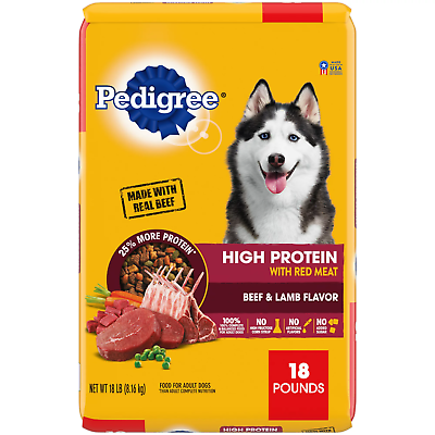 Pedigree High Protein Beef amp; Lamb Dry Dog Food for Adult Dog 18 lb. Bag $20.98