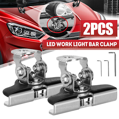 2 Pcs Universal Car A Pillar Hood LED Work Light Bar Mount Bracket Clamp Holder $14.99
