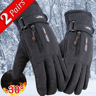 2 Pair Mens Women Winter Thermal Waterproof Ski Snowboarding Driving Warm Gloves $15.99