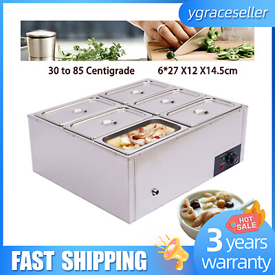 #ad 6 Pan Electric Countertop Food Warmer w Lids Used For Catering Restaurant 110V $181.65