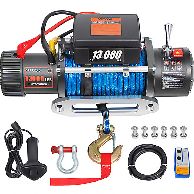 13000LBS Electric Winch 12V Synthetic Rope Off road ATV UTV Truck Towing Trailer $267.79