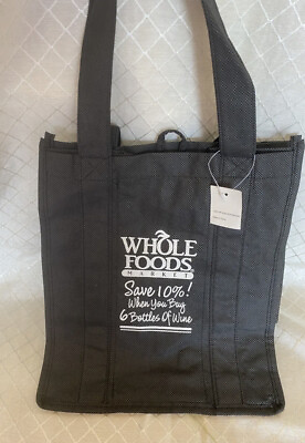 Whole Foods Black Woven Reusable Wine Bag Holds 6 Bottles $7.99