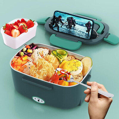 #ad Food Warmer Box Lunch Box Container Portable Electric Heating Steamer Bento 1.5L $39.51