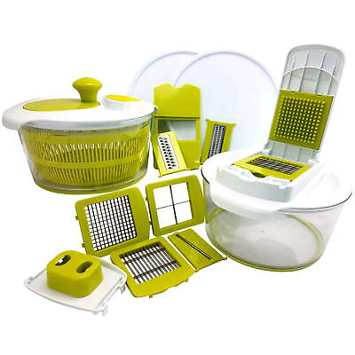 #ad #ad 10 in 1 Multi Use Salad Spinning Slicer Dicer and Chopper with Interchangeable $22.57