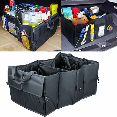Black Fold able Fabric Car Organizer Trunk Box Portable Bag Storage Case Cargo $16.91