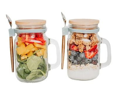 #ad #ad Overnight Oats Containers with Lids 2 Pack Glass Jars with Lid and Spoons ... $31.90
