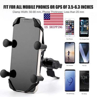 #ad #ad Motorcycle Bike ATV Cell Phone GPS Handlebar Mirror Mount Holder USB Charger NEW $12.99