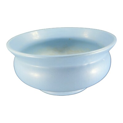 #ad Antique Hand Made Pottery Bowl Planter Light Blue Glazed Ceramic Vintage Dish $65.00