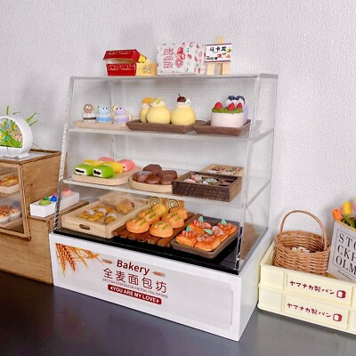 1 6 Scale Dollhouse Miniature Food Display Cabinet Cake Shelves Shop Furniture $26.99