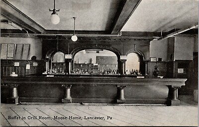 #ad #ad Buffet in Grill Room MOOSE HOME E King St Lancaster PA Postcard Black White $3.88