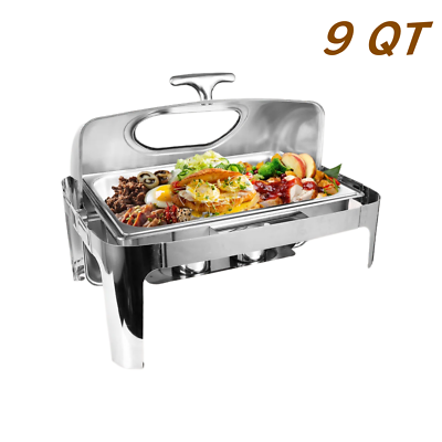 #ad #ad Roll Top Chafing Dish Stainless Steel Buffet Set Chafer Warmer Food Catering 9QT $99.99
