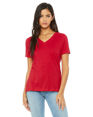 #ad Bella Canvas 6405 Womens Short Sleeve Pre Shrunk Relaxed Jersey V Neck T Shirt $10.55