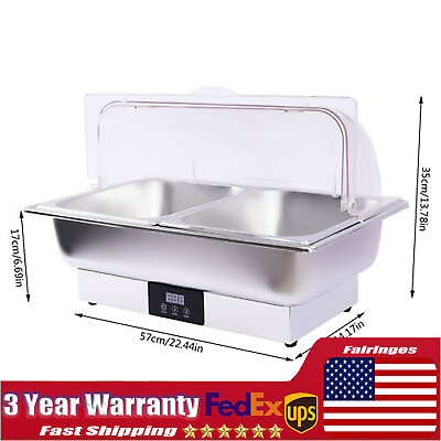 #ad #ad Commercial 2 Well Buffet Food Warmer 5.7L For Restaurants Hotels W Half Cover $129.20
