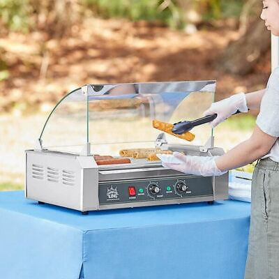 Carnival King HDRG18 18 Hot Dog Roller Grill with 7 Rollers and Glass Sneeze Gua $160.78