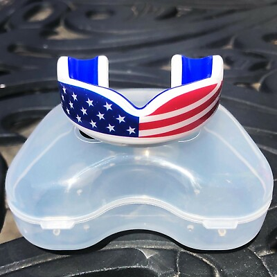 #ad Oral Mart America Flag Youth Football Mouth Guard for Kids USA Flag Mouthpiece $16.99