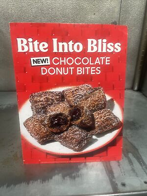 #ad Pizza Hut “bite Into Bliss” Chocolate Donut Bites Cardboard Sign $19.99
