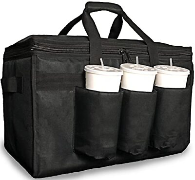 Insulated Food Delivery Bag with Cup Holders Drink Carriers Premium XXL Great $28.19