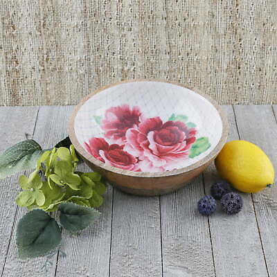 #ad 7” Blossom on Lattice Wood Enamel Salad Bowl Set of 2 $20.00