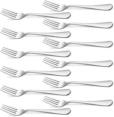 #ad Heavy Duty Dinner Forks 18 0 Stainless Steel Salad Table Fork Set of 12 Flatware $13.71