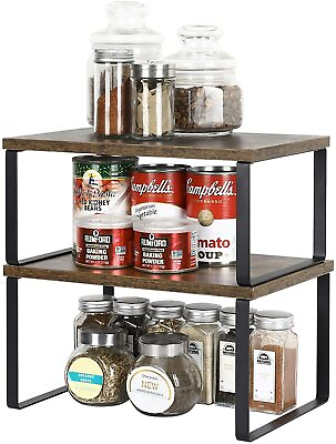 2 Pcs Kitchen Storage Organizer， Countertop Cabinet Wooden Rack Shelves Storage $20.80
