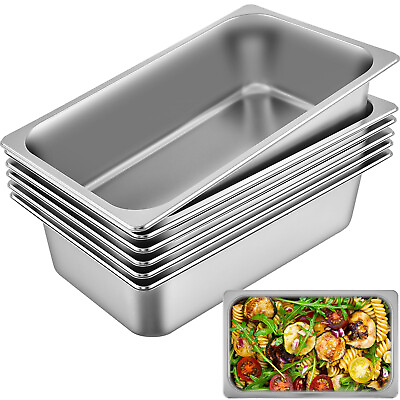 6 PACK Full Size 6quot; Deep Stainless Steel Steam Prep Table Buffet Food Pan Hotel $79.99