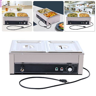 #ad 2 Pan Commercial Electric Food Warmer Buffet Steam Table Stainless Steel 1500W $82.00