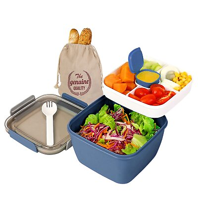 Portable Salad Lunch Container To Go 52 oz Salad Bowl with 3 Compartments 3 oz $13.56
