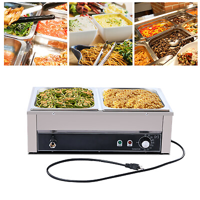 #ad #ad 2 Pan Commercial Electric Food Warmer Buffet Steam Table Stainless Steel 1500W $77.90