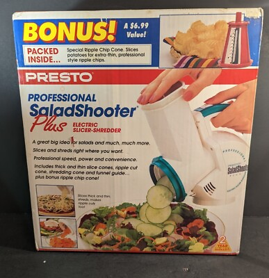 1994 VTG Presto Pro Salad Shooter Plus Electric Slicer Shredder Bonus 02972 NEW $54.99