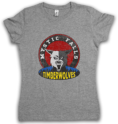 MYSTIC FALLS TIMBERWOLVES T SHIRT – Vampire Football Team Diaries Sign Logo $24.99