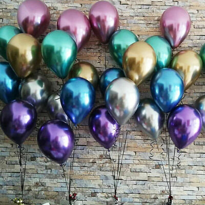 100pcs Metallic Chrome Latex Balloons 12#x27;#x27; Assorted Balloons Party Birthday $6.16